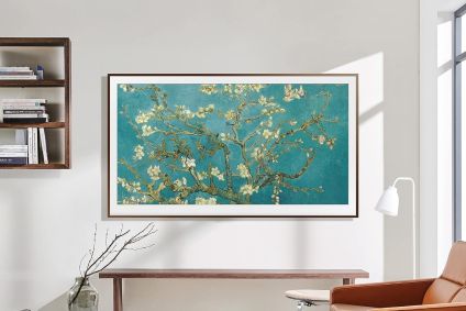 A imagem aparece uma foto da TV The Frame da Samsung.
