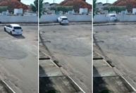 Vídeo: carro bate em muro e invade cemitério em MT