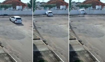 Vídeo: carro bate em muro e invade cemitério em MT