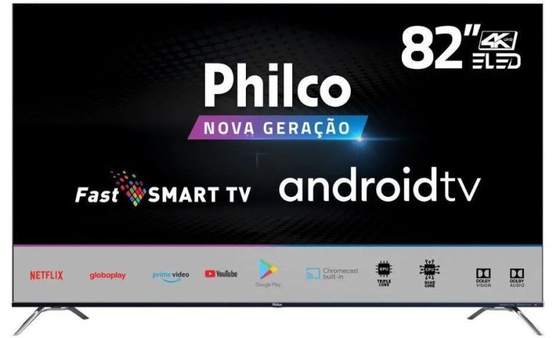 Philco Smart TV PTV82K90AGIB. • Créditos: Philco.