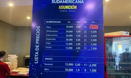 valores comidas final sulamericana