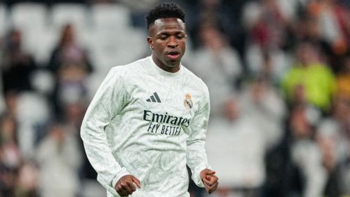 Vinicius Júnior em aquecimento do Real Madrid