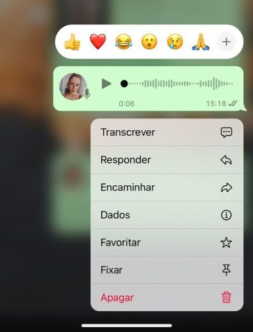 WhatsApp agora oferece uma ferramenta de transcrição de áudios • Reprodução