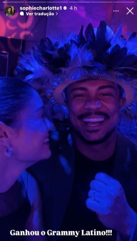 Atriz comemorou vitória de Xamã no Grammy Latino • Instagram/Sophie Charlotte