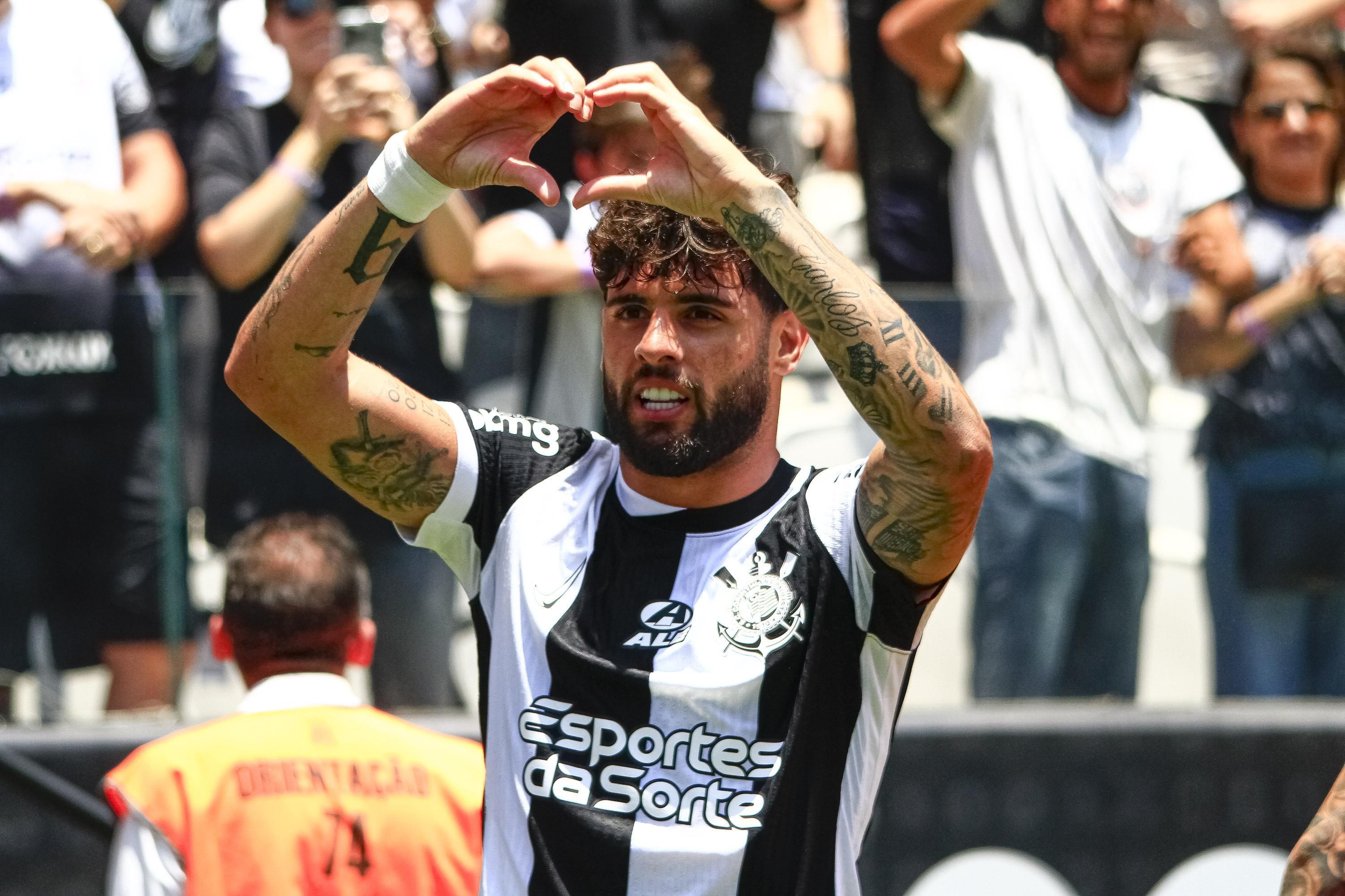 Yuri Alberto comemora o segundo gol do Corinthians sobre o Cruzeiro • Reprodução/Brasileirão