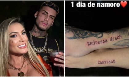Andressa Urach tatua nome do namorado no 1º dia do relacionamento; veja