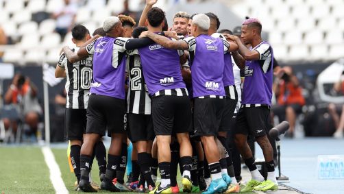 Jogadores comemoram gol do Botafogo