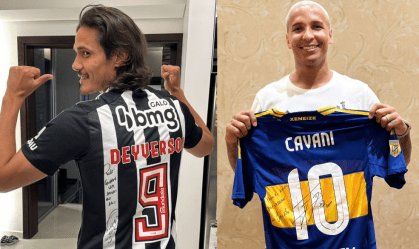 Deyverson publica foto de Cavani com camisa do Atlético-MG