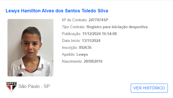 Hamilton assinou contrato com o São Paulo • Reprodução