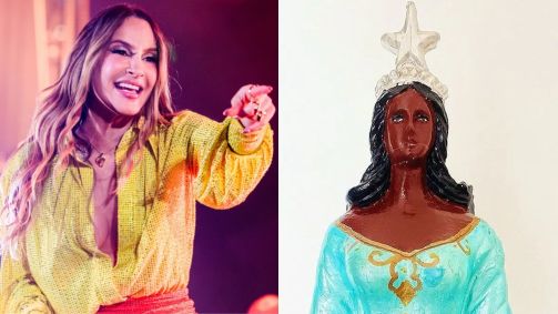 Montagem com Claudia Leitte e santa