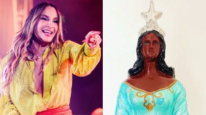 Montagem com Claudia Leitte e santa