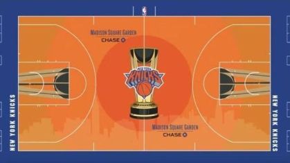Quadra do Madison Square Garden para partida da NBA Cup