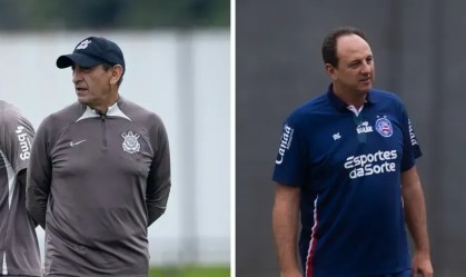 Ramón Díaz e Rogério Ceni, técnicos do Coritnhians e Bahia