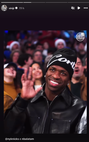 Vini Jr. assiste a jogo da NBA • Reprodução