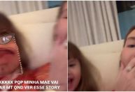 Virginia coloca filtro no rosto da filha, que brinca: "Vovó Margareth"