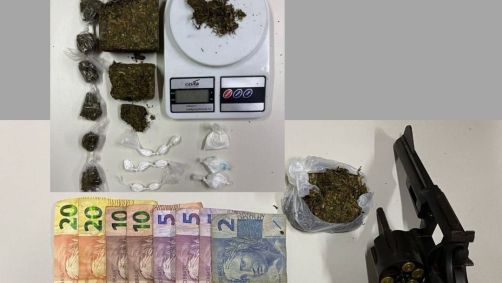No motel, polícia encontrou drogas, arma e dinheiro em espécie