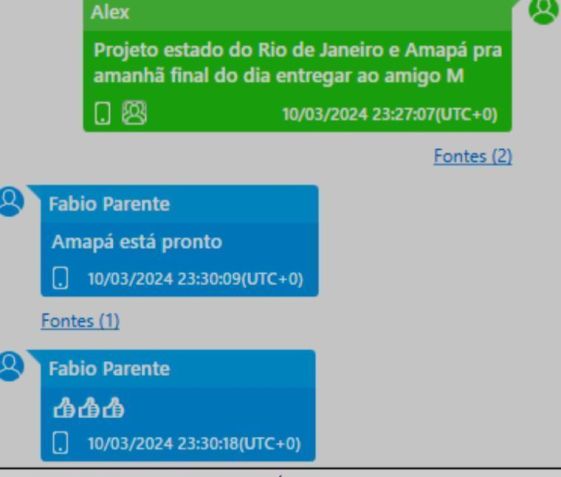 Conversa entre Alex Parente e Fábio Parente• Reprodução