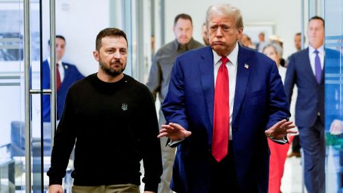 Presidente da Ucrânia, Volodymyr Zelensky, e presidente dos EUA, Donald Trump.