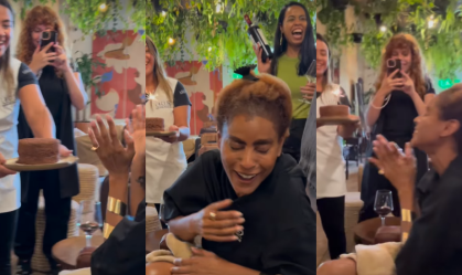 Aline Wirley ganha surpresa de aniversário durante momento no salão de beleza