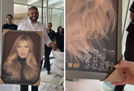 Virginia faz amigo secreto com seus funcionários e ganha quadro com seu rosto