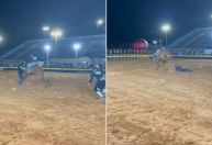 Vídeo: locutor é pisoteado por touro durante rodeio no interior de MS