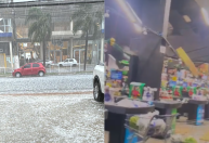 Vídeo: chuva de granizo e ventos de 65 km/h causam desabamento de teto em Barueri