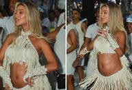 Grávida, Brunna Gonçalves deixa barriguinha à mostra em ensaio da Beija-Flor