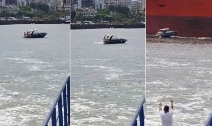Vídeo: dupla pula de lancha para evitar colisão com navio no litoral de SP