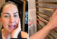 Grávida, Graciele mostra banheiro da filha com secador para toalhas