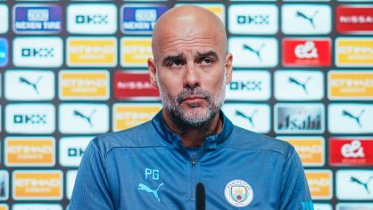 Guardiola em coletiva do Manchester City