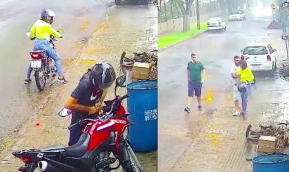 Casal rouba moto, veículo falha e mulher é deixada para trás por parceiro; veja