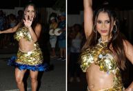 Lexa se joga no samba com barriguinha à mostra em ensaio da Tijuca