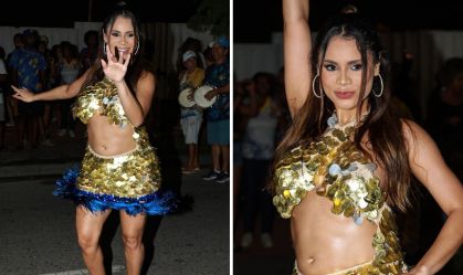 Lexa samba muito em ensaio de rua da Unidos da Tijuca