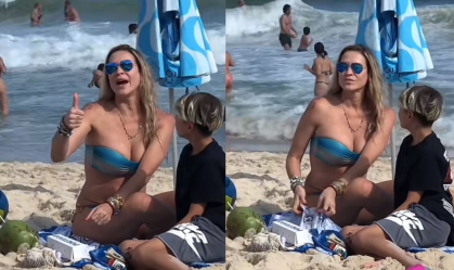 Luana Piovani se irrita com fãs filmando-a na praia: "Já deu, né?"