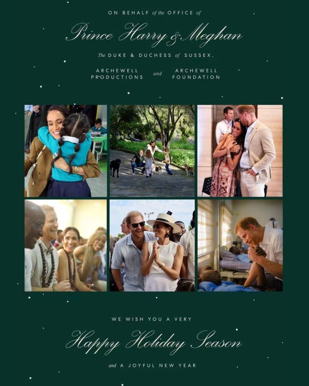 Príncipe Harry e Meghan compartilham foto rara dos filhos em cartão de Natal • Duque e Duquesa de Sussex