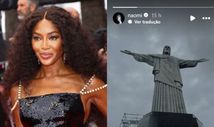 Naomi Campbell posta foto aos pés do Cristo Redentor: "Eu amo o Brasil"