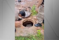 Vídeo: suspeito de liderar facção criminosa é preso dentro de bueiro em MG