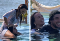 Após rumores de romance, Rafa Kalimann e Nattan curtem piscina juntos