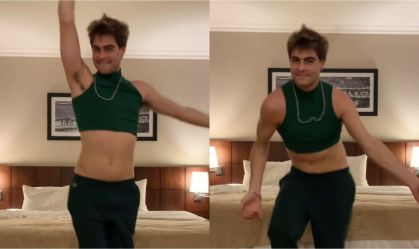 De cropped, Rafa Vitti dança e rebola ao apresentar novo personagem "malemolente"