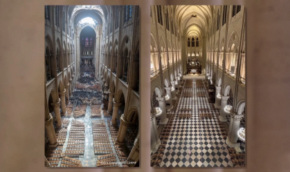 Antes e depois da restauração da Catedral de Notre-Dame