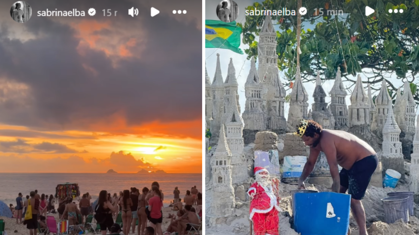 Sabrina, esposa de Idris Elba, compartilhou fotos em praia do Rio de Janeiro, nesta segunda (30) • Instagram/Sabrina Elba