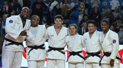 Teddy Riner e a equipe do PSG, que venceu a Liga dos Campeões do judô