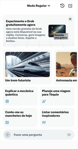 Página inicial da ferramenta Grok, da rede social X • Reprodução/X