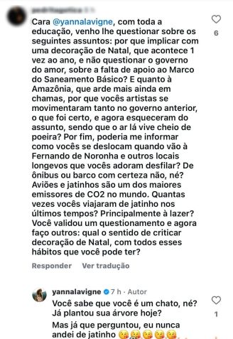 Yanna Lavigne rebateu comentários negativos dos seguidores • Reprodução/Instagram