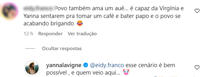 Yanna Lavigne rebateu comentários de haters em sua publicação desta quinta (5) • Reprodução/Instagram
