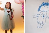 Zoe, filha de Sabrina Sato, usou vestido desenhado por ela mesma em aniversário