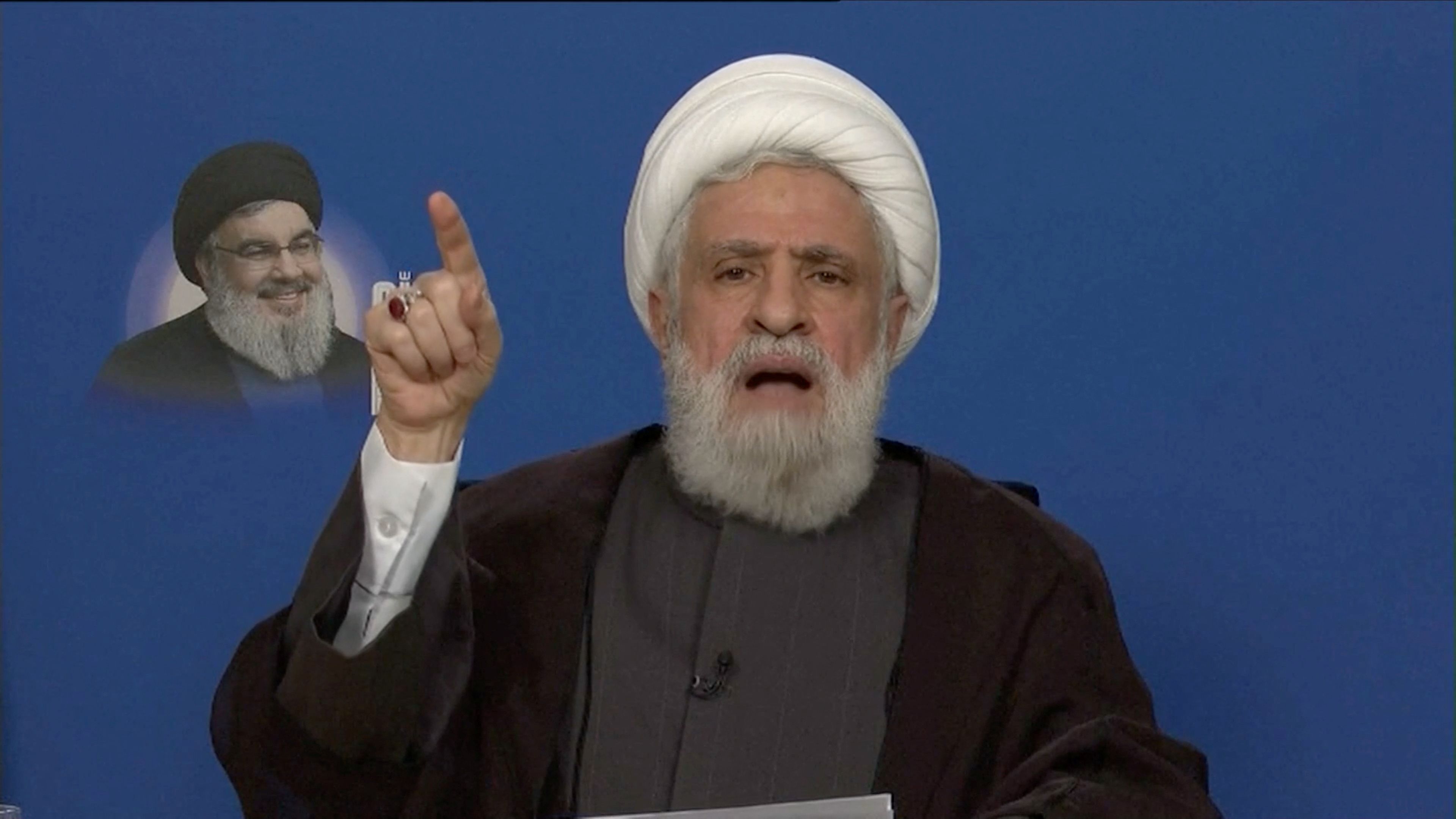 Chefe do Hezbollah libanês, Naim Qassem, faz pronunciamento