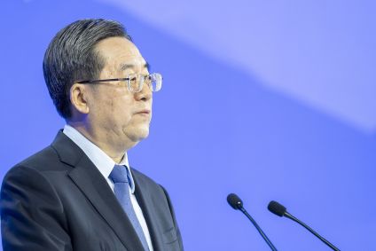 Ding Xuexiang, vice premiê da China participa do Fórum Economico Mundial em Davos, em 2025. World Economic Forum / Thibaut Bouvier