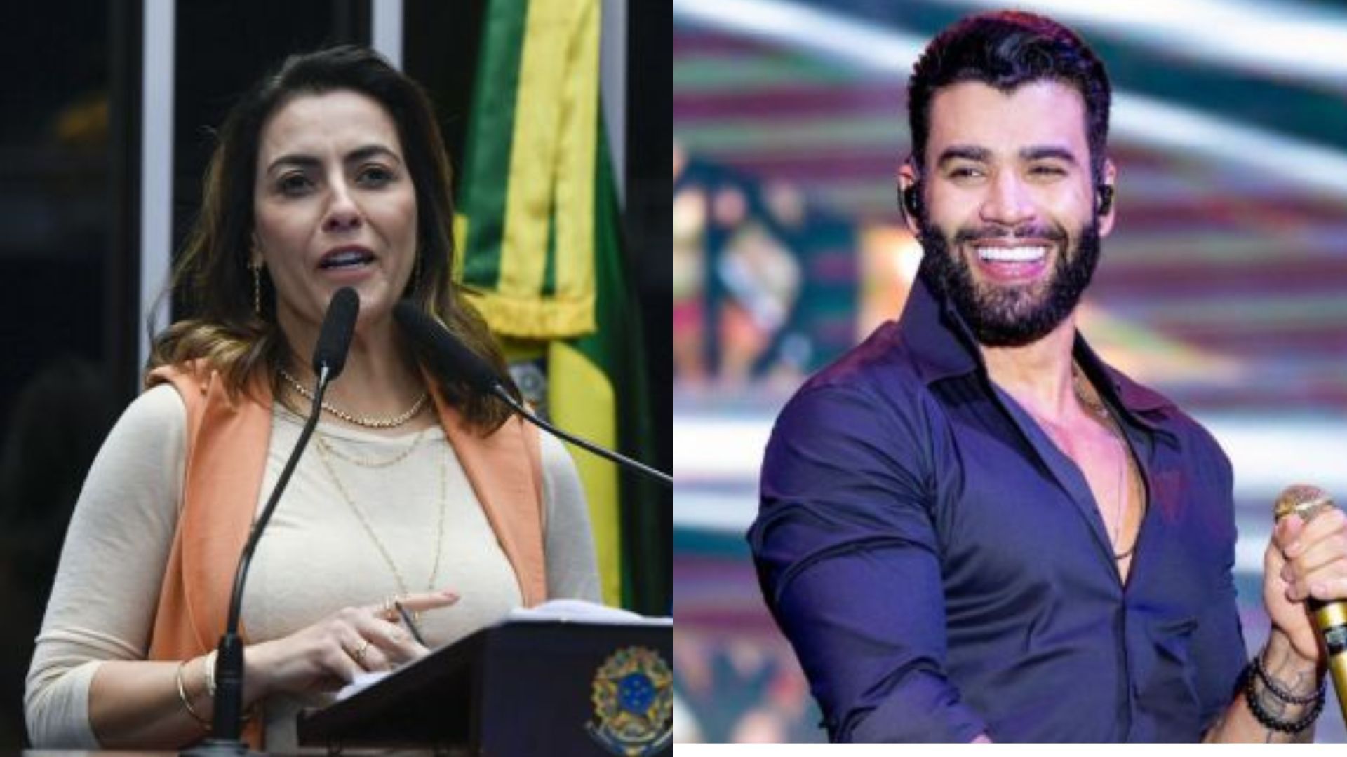 A senadora Soraya Thronicke (União-MS) e o cantor sertanejo Gusttavo Lima