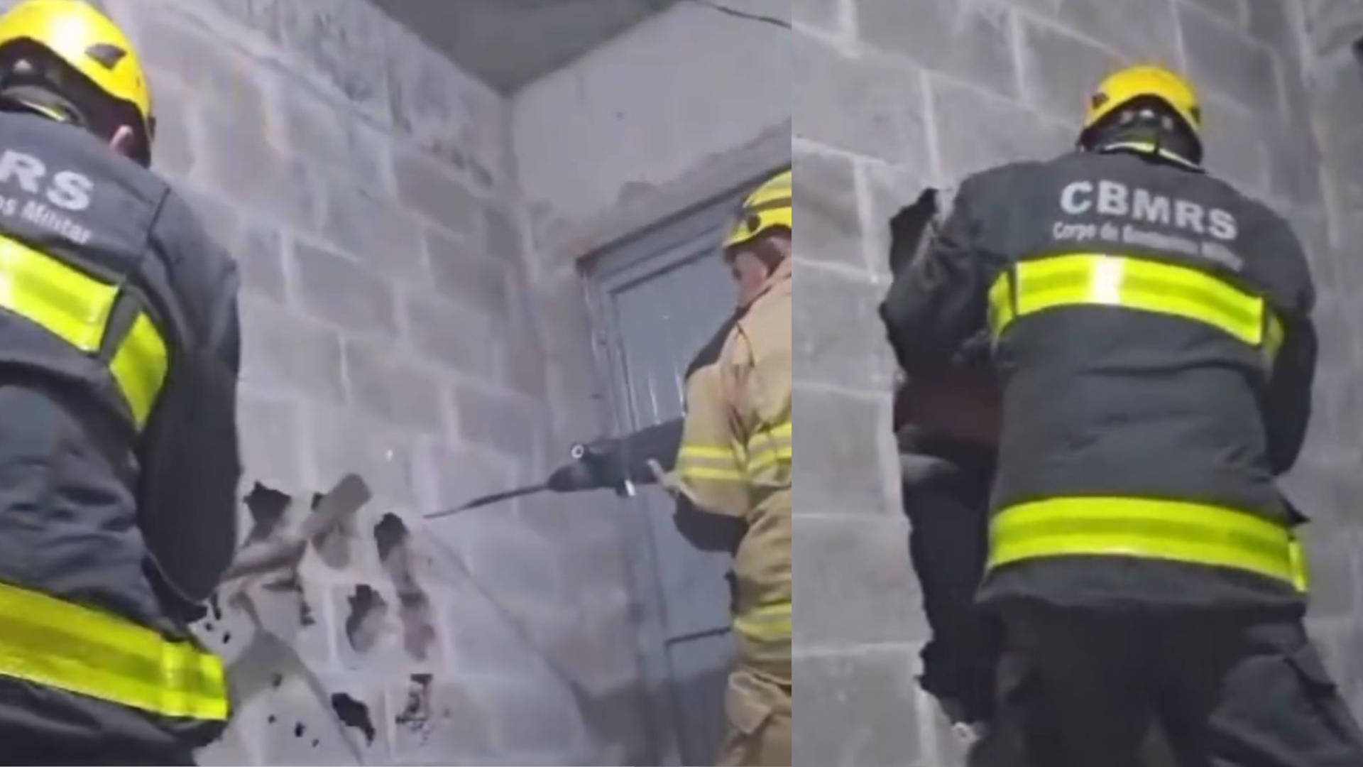 BOMBEIROS QUEBRAM PAREDE PARA RESGATE EM BENTO GONÇALVES